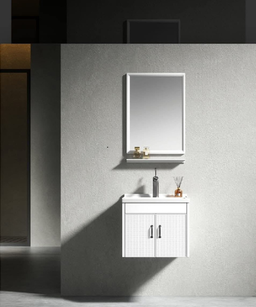 Wall-Hung Cabinet with Mirrors